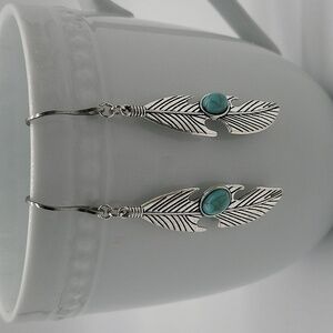 1836- Handmade Boho Feather Earrings NWT